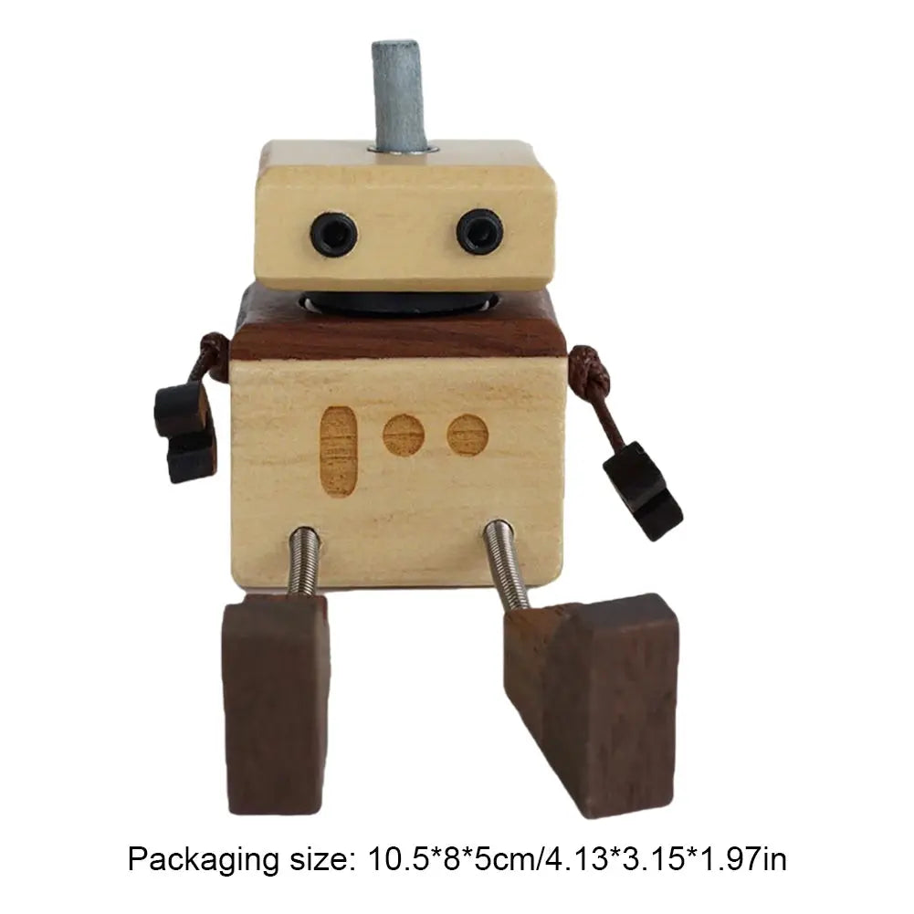 Shaking Wooden Man Figurine Magnetic Base Car Decoration Small Ornaments Leg-Swinging Robot Figurine Cute Wood Man Car Interior
