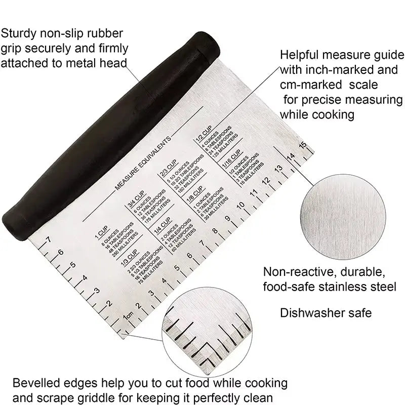Multi-Purpose Dough Cutter Bench Scraper Stainless Steel Dough Pastry Bench Cutter Scraper for Bread Pizza JT138
