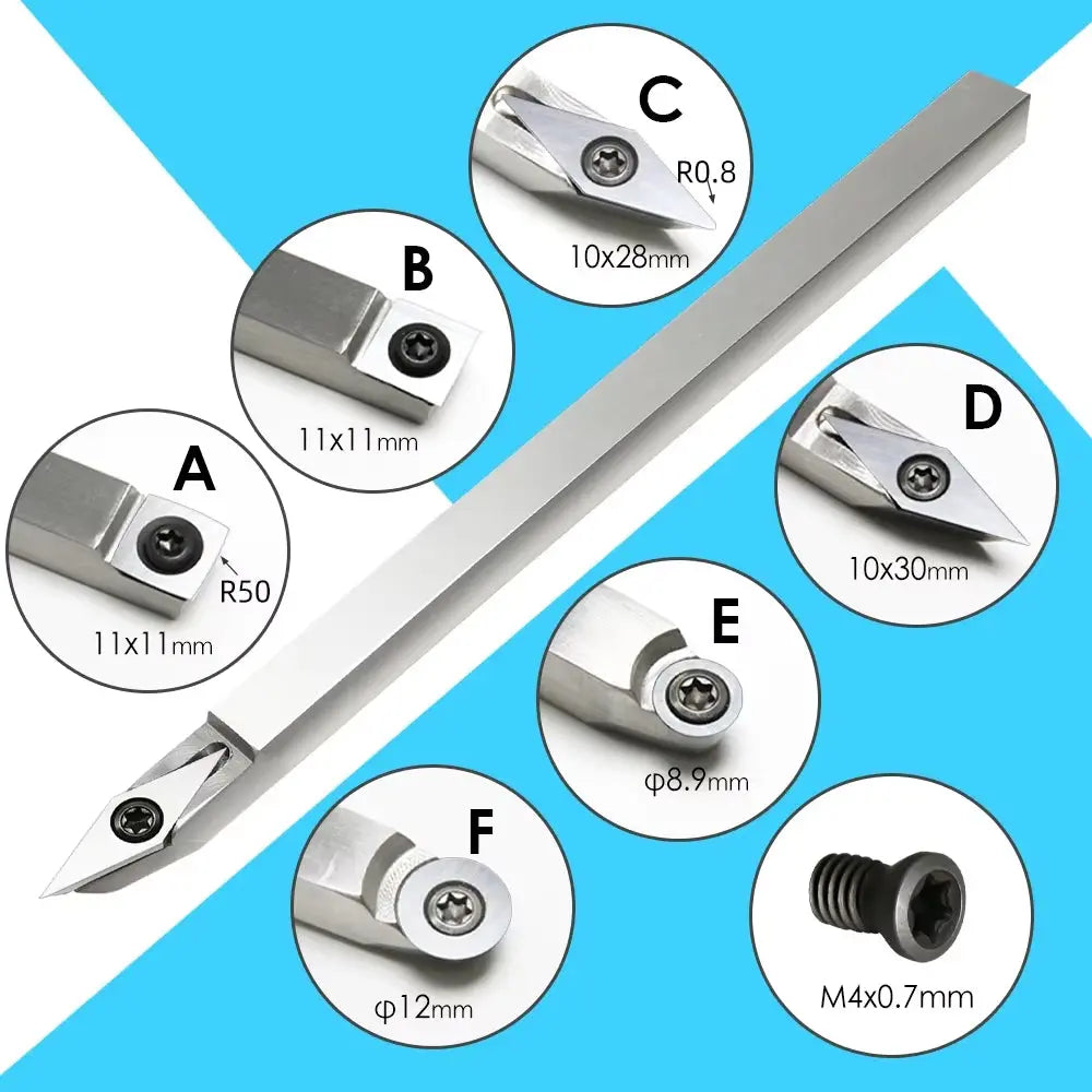 Carbide Insert Cutter Woodturning Tool Swan Neck Wood Turning Chisel Blade & Aluminum Handle for Woodworking Lathe Machine