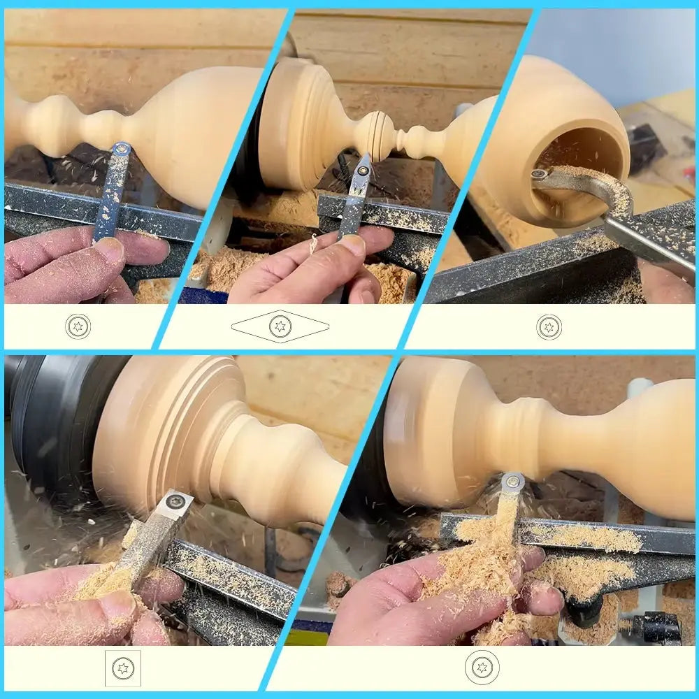 Carbide Insert Cutter Woodturning Tool Swan Neck Wood Turning Chisel Blade & Aluminum Handle for Woodworking Lathe Machine