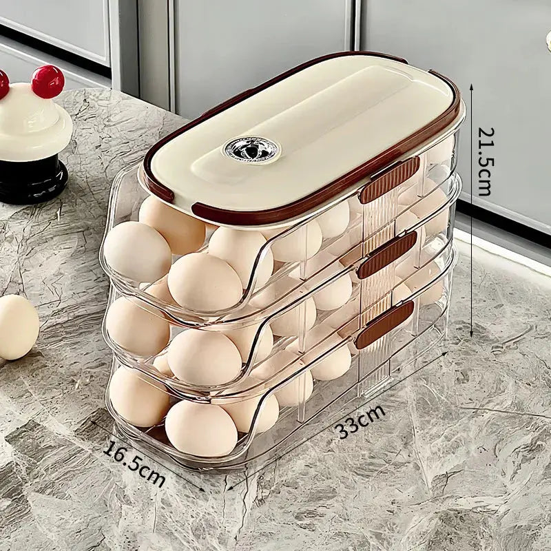 Household Multi-Layer Automatic Rolling Egg Storage Box Kitchen Egg Rack Tray Refrigerator Timing Special Egg Carton