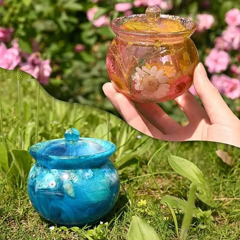 DIY Storage Box Crystal Epoxy Resin Mold with Lid Jar Mirror Silicone Mold