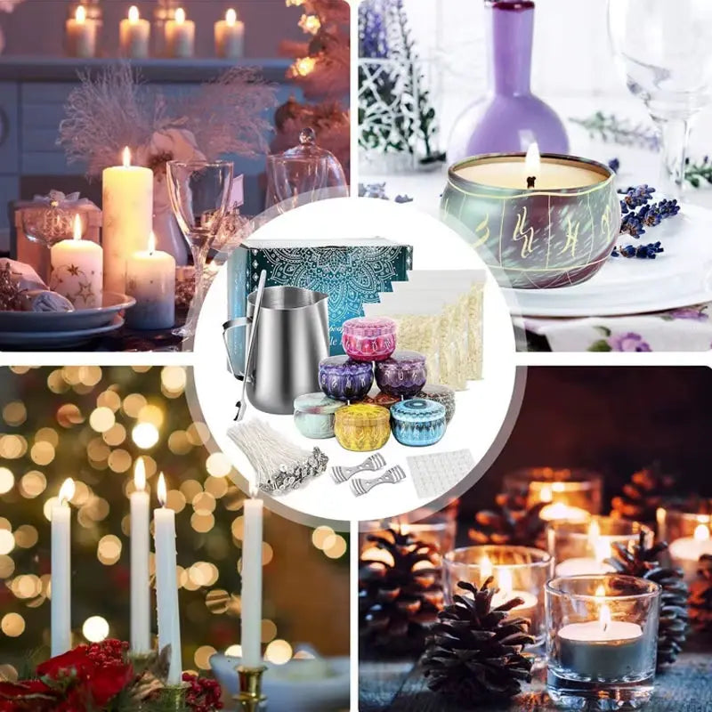 1 Set Candle Making Kit Pouring Pot Wicks Sticker DIY Candle Fixator Craft Tools DIY Handmade Candle Set with Cotton Core Holder