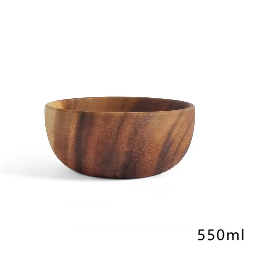 Wooden Salad Bowls, Food Containers Acacia Woodensoup Bowl Fruit Wooden Household Kitchen Bowl Cutlery Basin