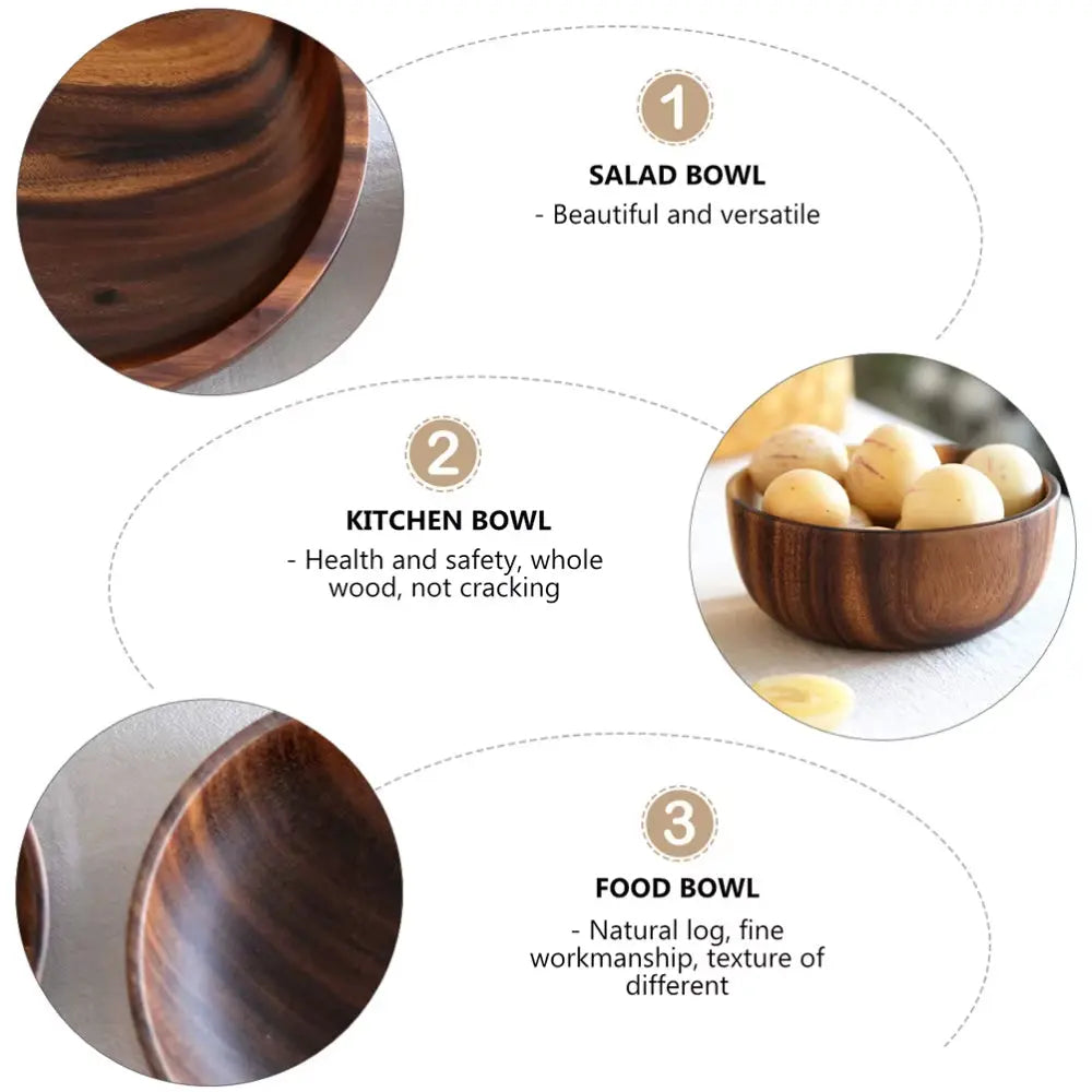 Salad Bowl Fruit Decoration Practical Wooden Household Kitchen Bowl Cutlery Basin Fruit Bowl Salad Bowl Storage Wholesale