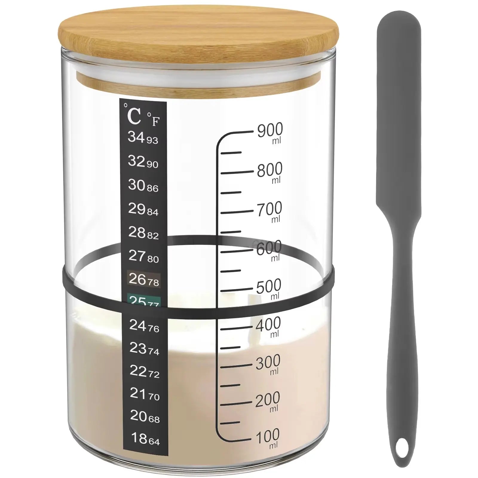 900Ml Sourdough Starter Jar Kit Clear Glass Heat Resistant Sourdough Starter Container Baking Fermentation Jar Food Storage