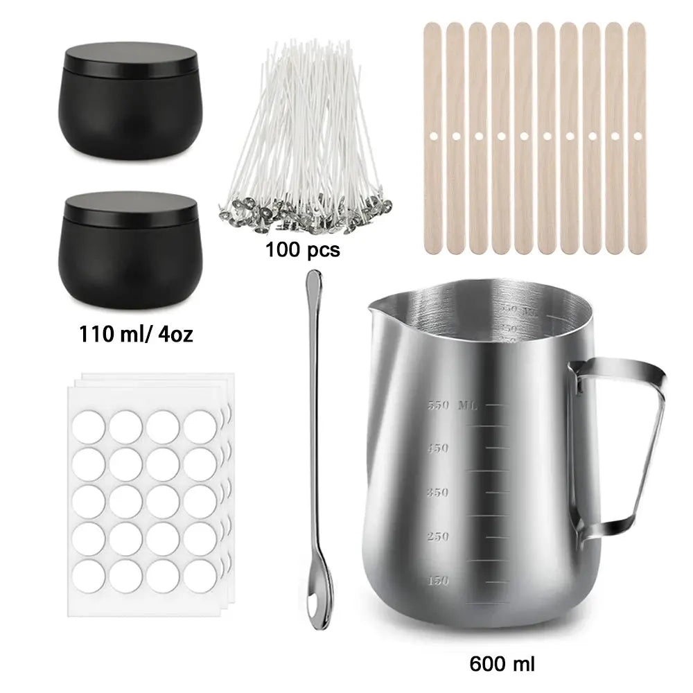 Complete DIY Candle Kit Aromatic Candles Making Tool Set Sticker Stainless Steel Wax Melting Pot Candle Making Supplies