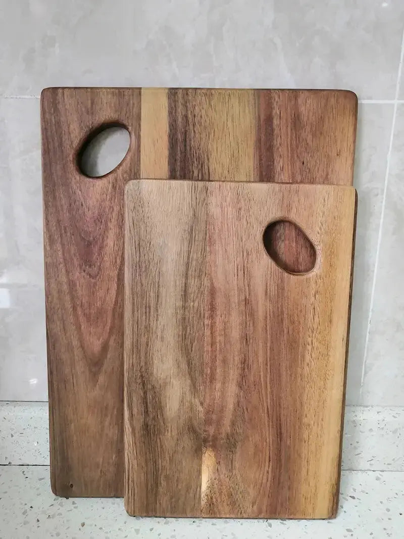 High Quality Acacia Wood Cutting Board ,Practical Double-Sided Wooden Cutting Board, Regular Bread Board with Oval Handle