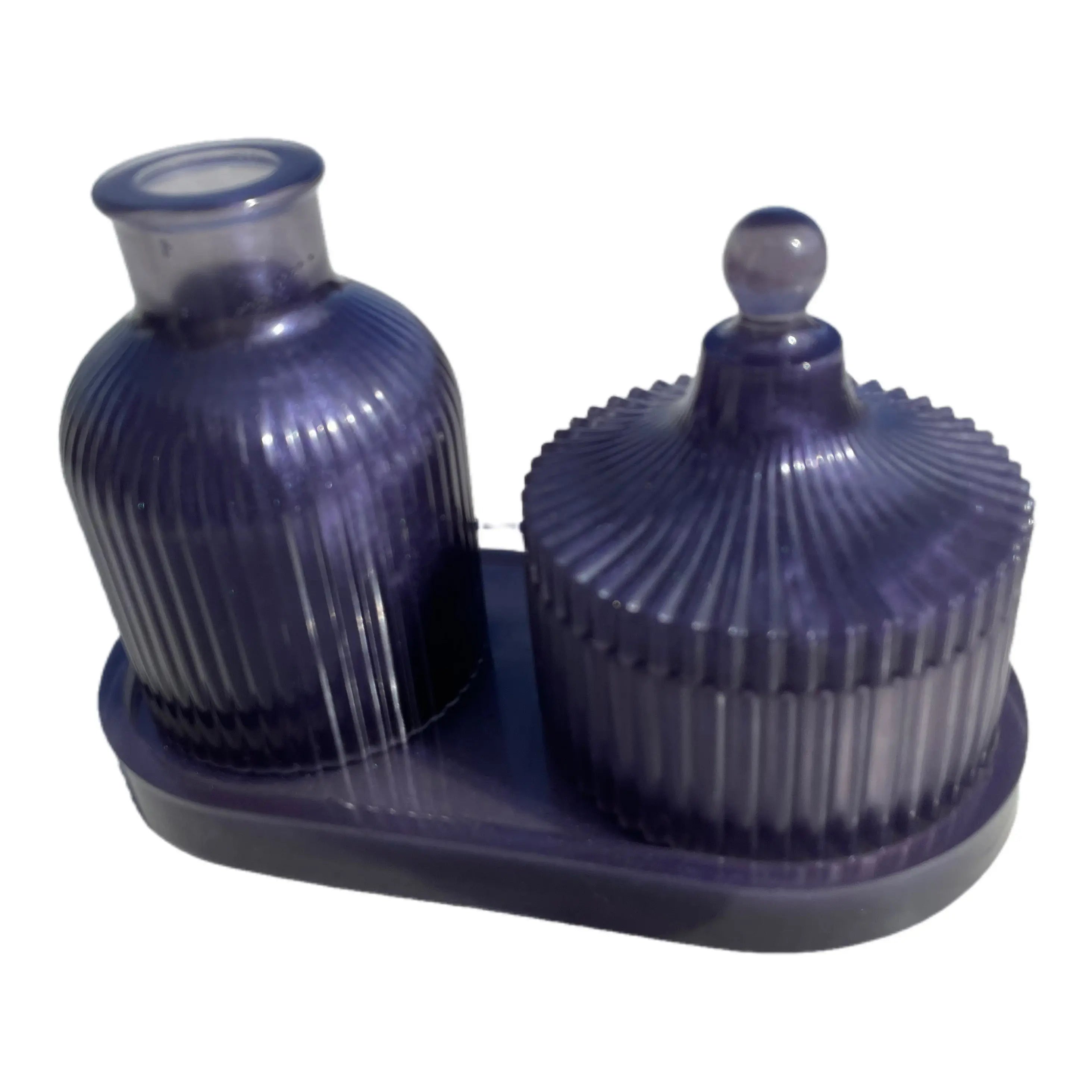 Exclusive 3-Piece set in epoxy: Vase, jar and oval tray. Epoxy-Crafts