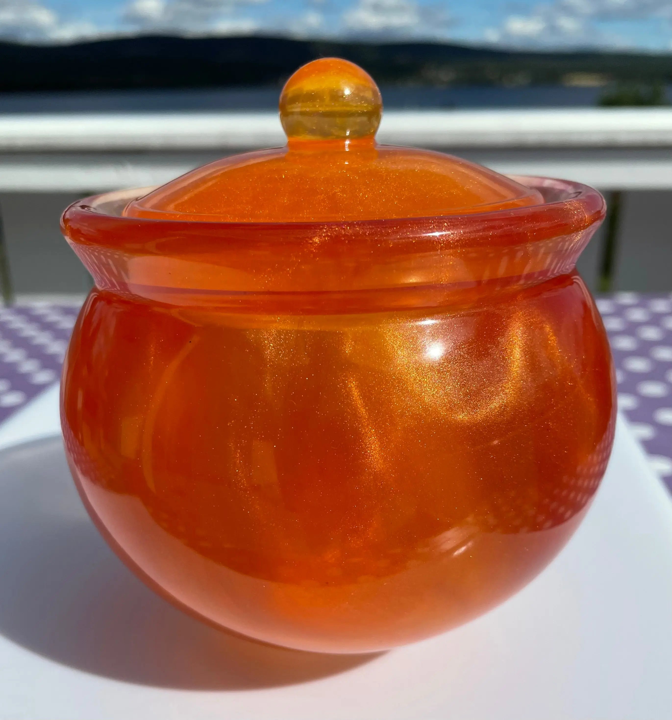 Elegant oppbevaring | Utsøkt håndlaget Epoxy Krukke med lokk Epoxy-Crafts