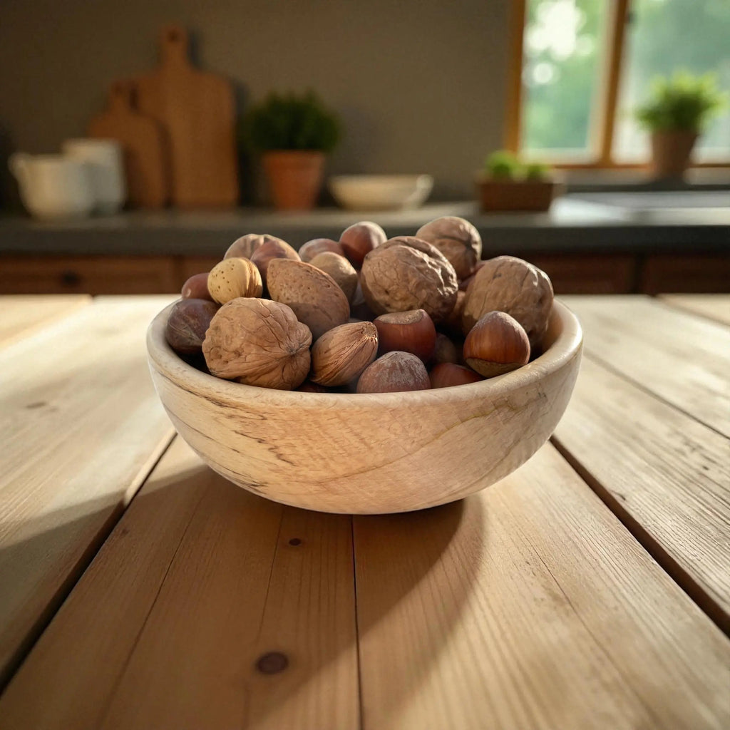 🪵 Hånddreid Bolle i Naturlig Tre – Ø 17 cm Epoxy-Crafts