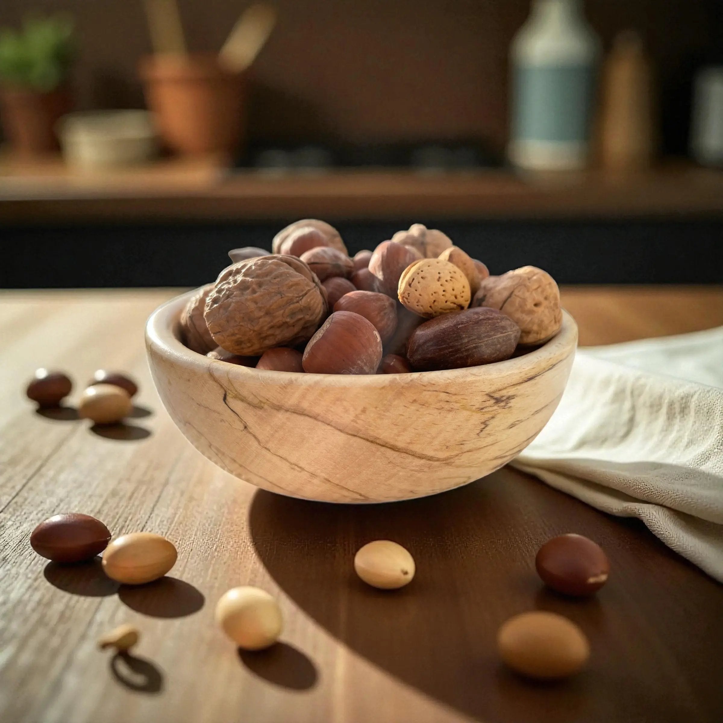 🪵 Hånddreid Bolle i Naturlig Tre – Ø 17 cm Epoxy-Crafts