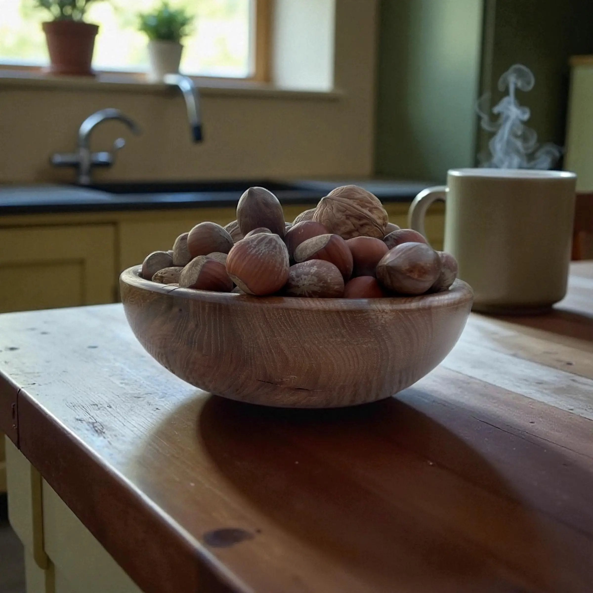 🪵 Hånddreid Bolle i Naturlig Tre – Ø 17 cm Epoxy-Crafts