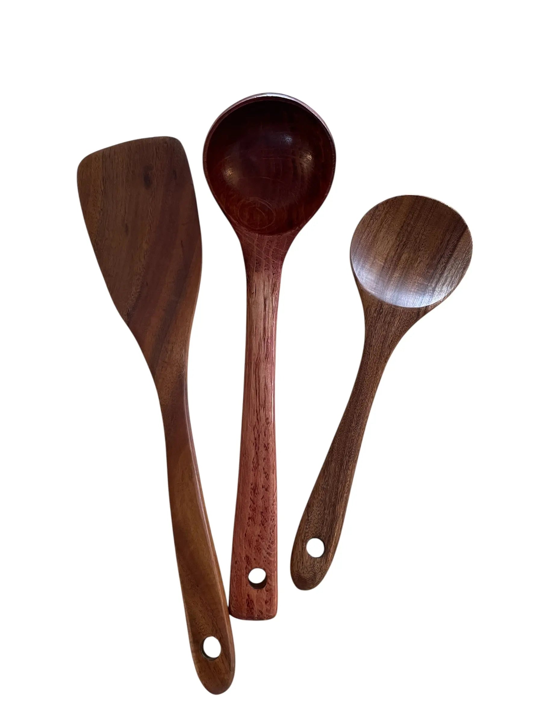 Kjøkkenredskap Sett i Tre (3 deler) – Stekespade, Tresleiv og Suppeøse SkogsTre