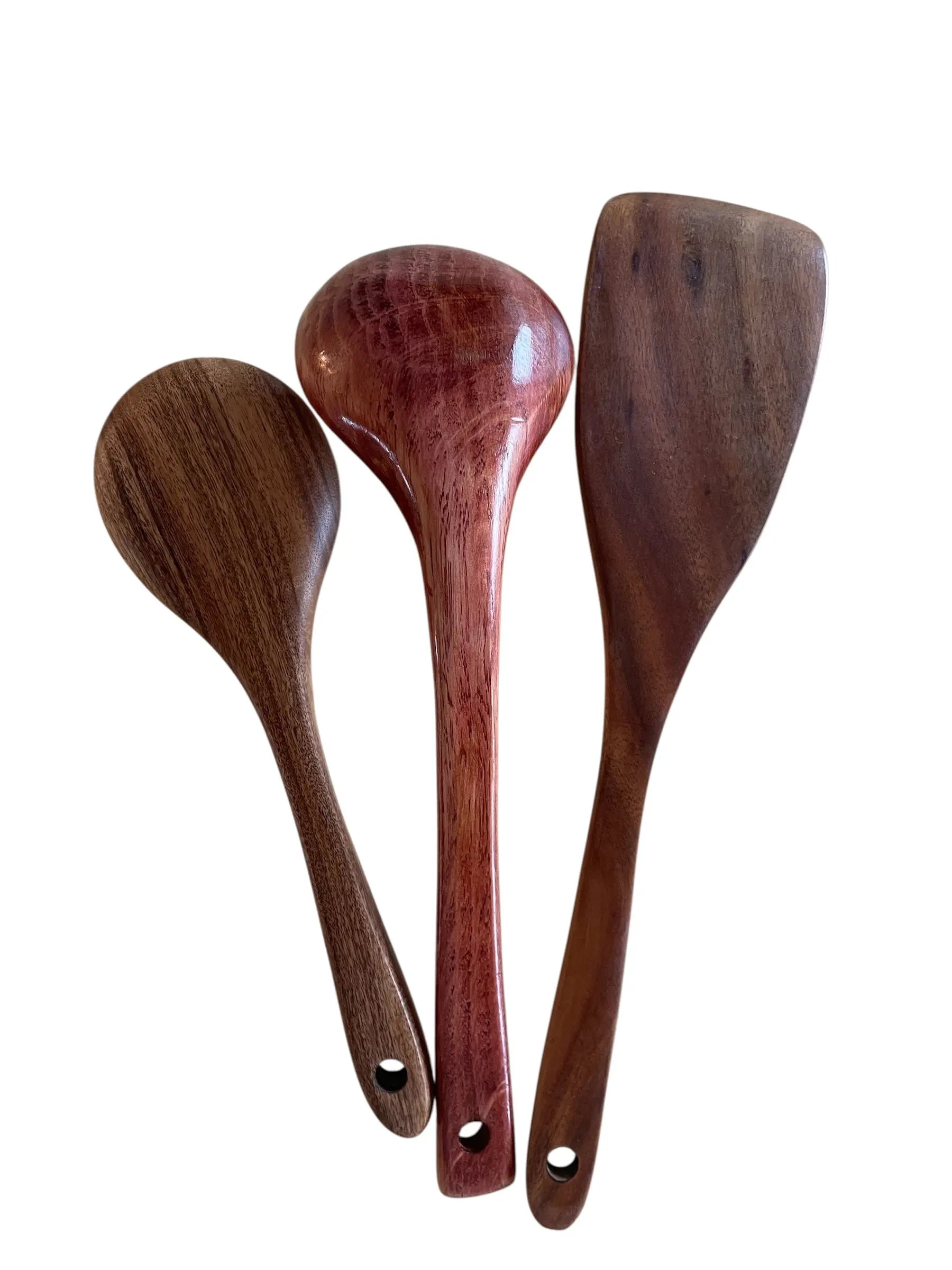 Kjøkkenredskap Sett i Tre (3 deler) – Stekespade, Tresleiv og Suppeøse SkogsTre