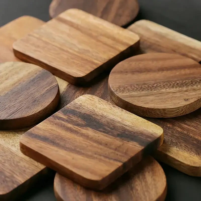 1Pc Wood Coaster Square round Mug Coasters Coffee Tea Cup Mats Table Mat Pad Wooden Drink Coasters Placemats Table Accessories