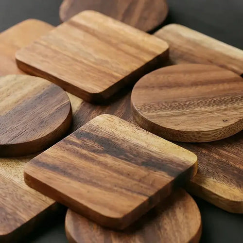 1Pc Wood Coaster Square round Mug Coasters Coffee Tea Cup Mats Table Mat Pad Wooden Drink Coasters Placemats Table Accessories