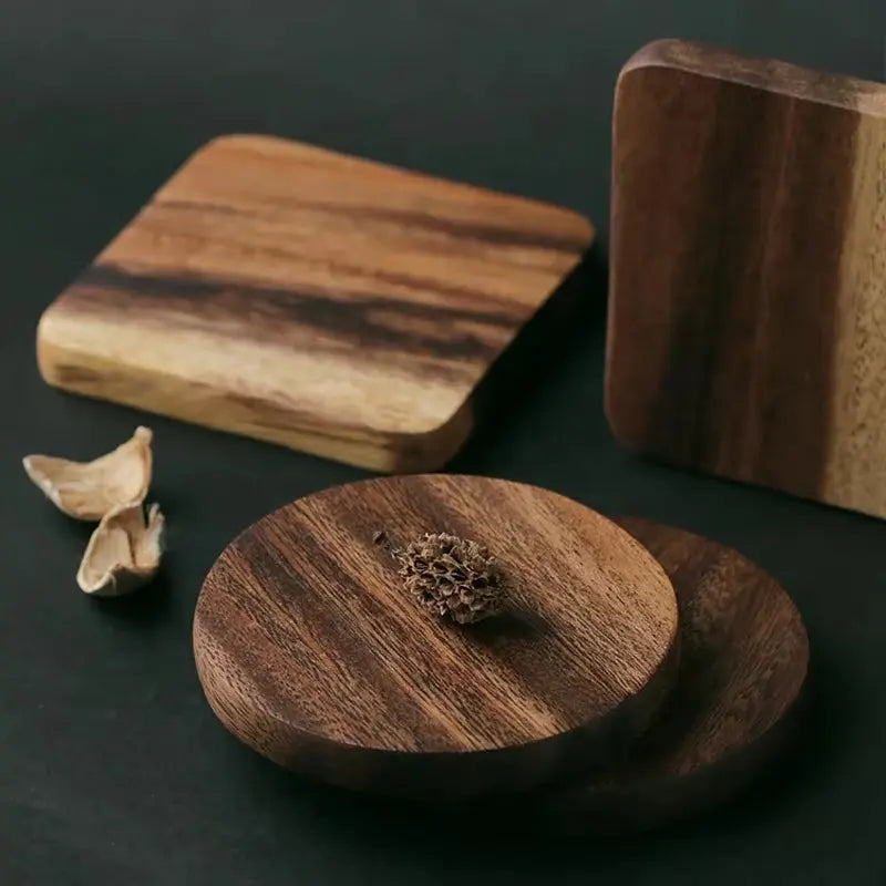 1Pc Wood Coaster Square round Mug Coasters Coffee Tea Cup Mats Table Mat Pad Wooden Drink Coasters Placemats Table Accessories