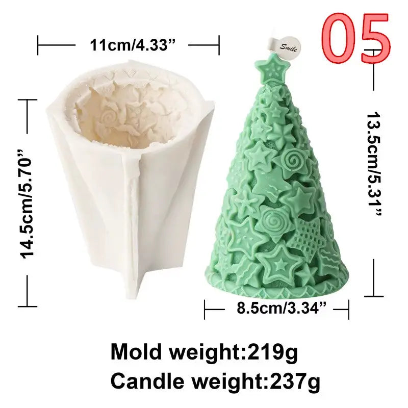 Christmas Tree Candle Mold Pine Cone Small and Large Pillar Taper Silicone Resin Mould Dinner Home Decor Gifts Wax