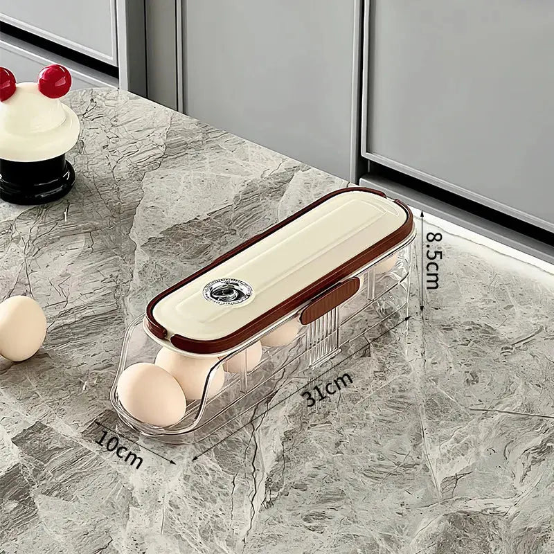 Household Multi-Layer Automatic Rolling Egg Storage Box Kitchen Egg Rack Tray Refrigerator Timing Special Egg Carton