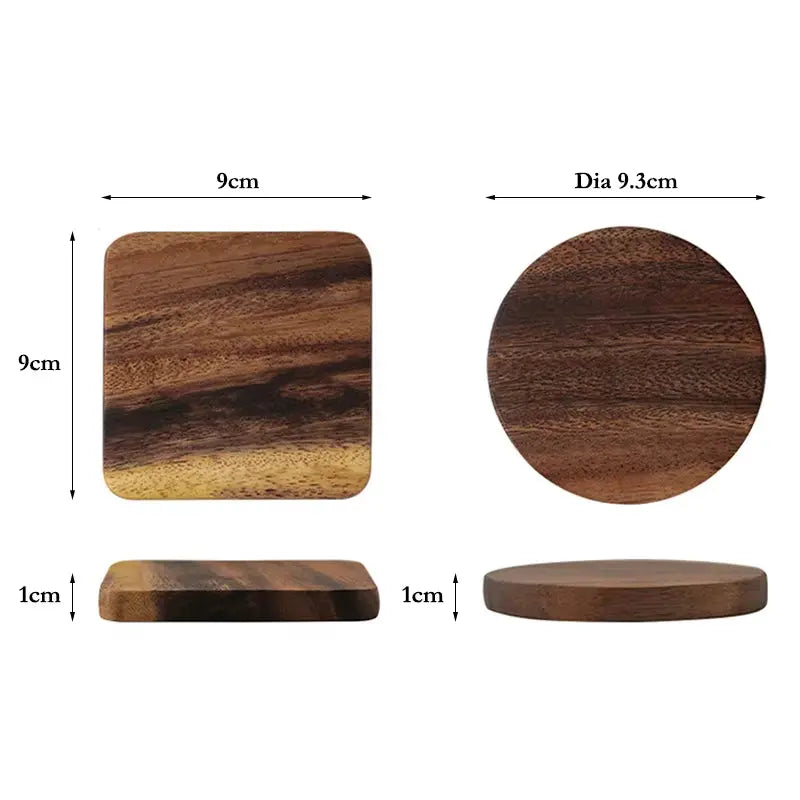 1Pc Wood Coaster Square round Mug Coasters Coffee Tea Cup Mats Table Mat Pad Wooden Drink Coasters Placemats Table Accessories