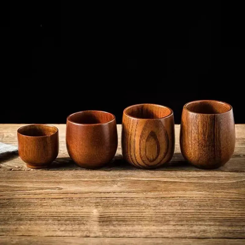 Japanese Date Wood Cups Solid Wood Mugs Restaurant Sake Cups Vintage Heat-Insulated To-Go Cups Household Teacups